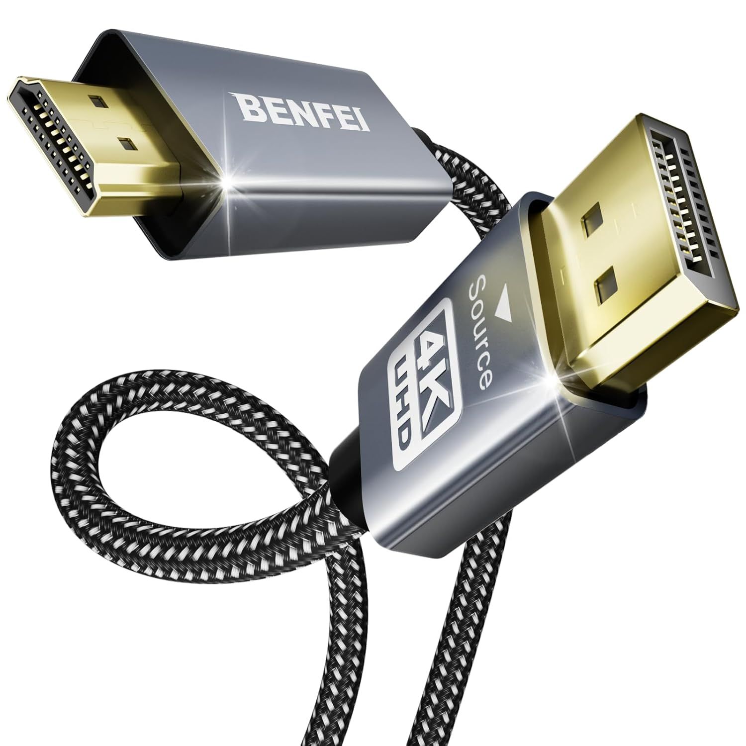 4K DisplayPort to HDMI Cable 1.8M, [Aluminum Housing, Braided Nylon]