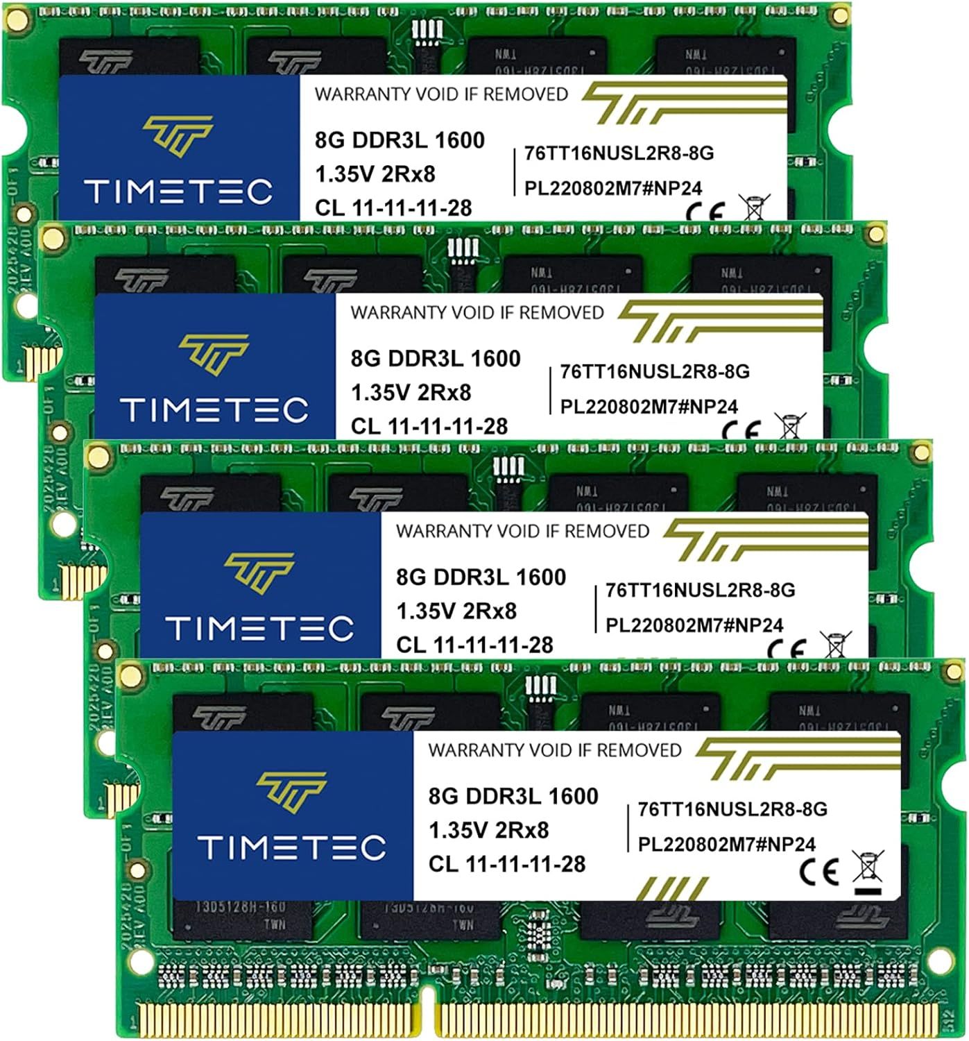 SYNERGIA SERENITE 32GB (4x8GB) DDR3L/DDR3 1600MHz PC3L-12800/PC3-12800 Unbuffered Non-ECC 1.35V/1.5V CL11 2Rx8 Dual Rank 204-Pin SO-DIMM Laptop Memory Upgrade Kit