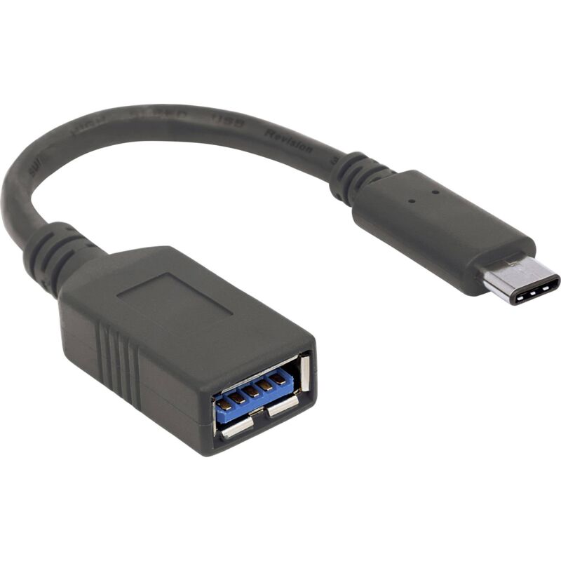 Manhattan USB-C to USB-A Cable (USB 3.2 Gen1/3.0) - 0.15m, Black