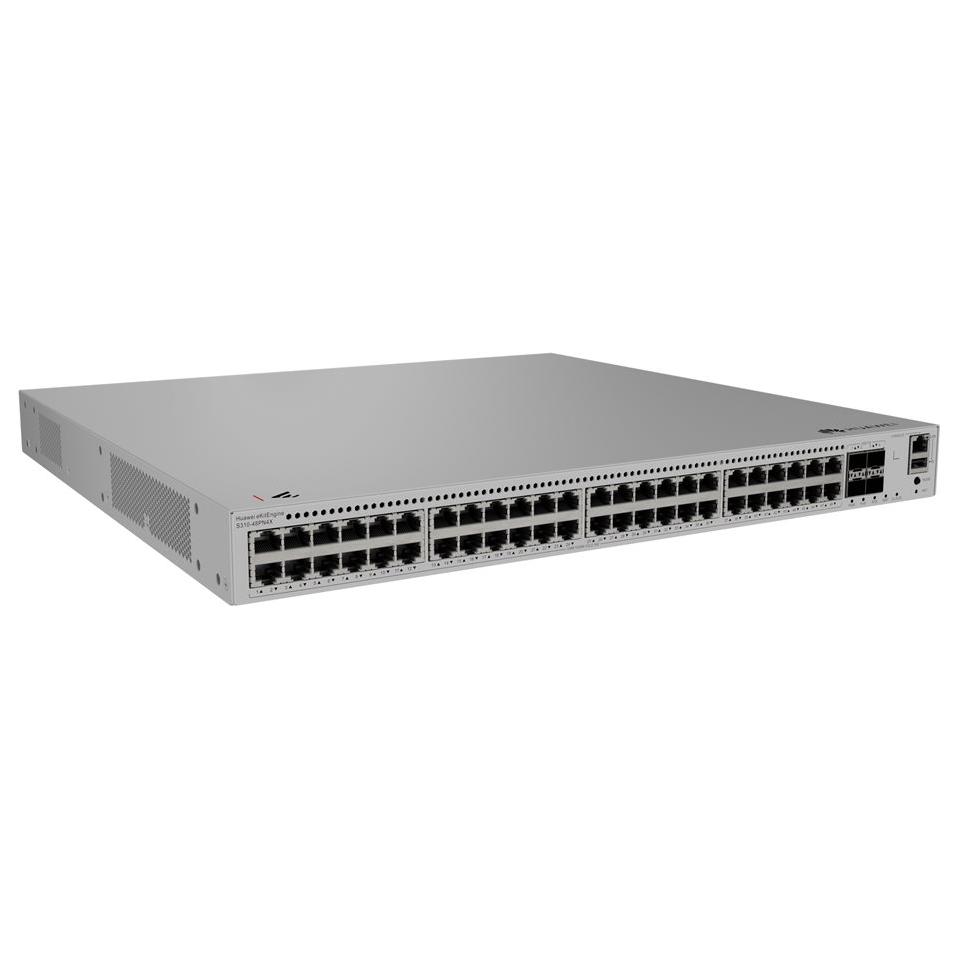 Huawei eKitEngine S310 Series S310-48PN4X - Switch - 48x 10/100/1000/2.5G (PoE+) + 4x 10 Gigabit SFP+ - Front and Side Air Flow - Rack Mountable - PoE+ (360W)