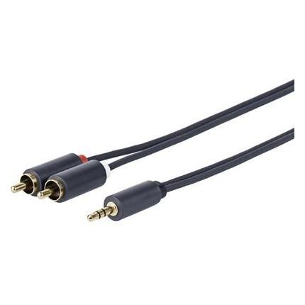 Cable de audio VivoLink 5 m, 3,5 mm a 2 x RCA, negro