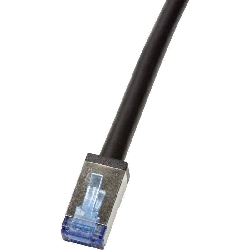 Cabel de red Logilink - Cablado de parche Cat 6a, cable RJ45 blindado S/FTP, 10m, negro, resistente a UV y aceite