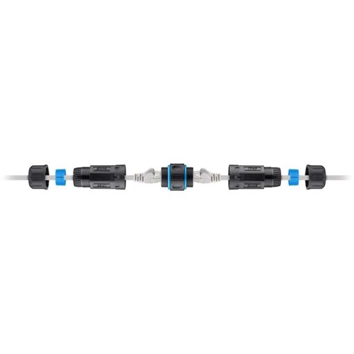 Connecteur modulaire extérieur Goobay RJ45 (IP68), Cat 6a, résistant à la poussière et à l'eau, 2 fiches RJ45 (8p8c)