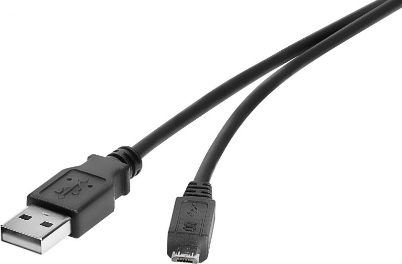 Renkforce USB Cable 3.0 (A-Male to Micro-B-Male), 10ft Black Gold Plated Contacts RF-4724427 S416701