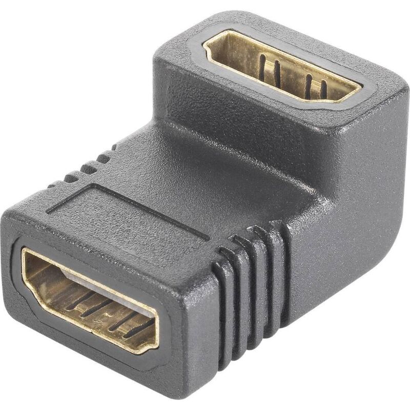 SpeaKa Professional HDMI Adapter SP-9564944 [1x HDMI Female - 1x HDMI Female] Black Gold-Plated Bended 90°