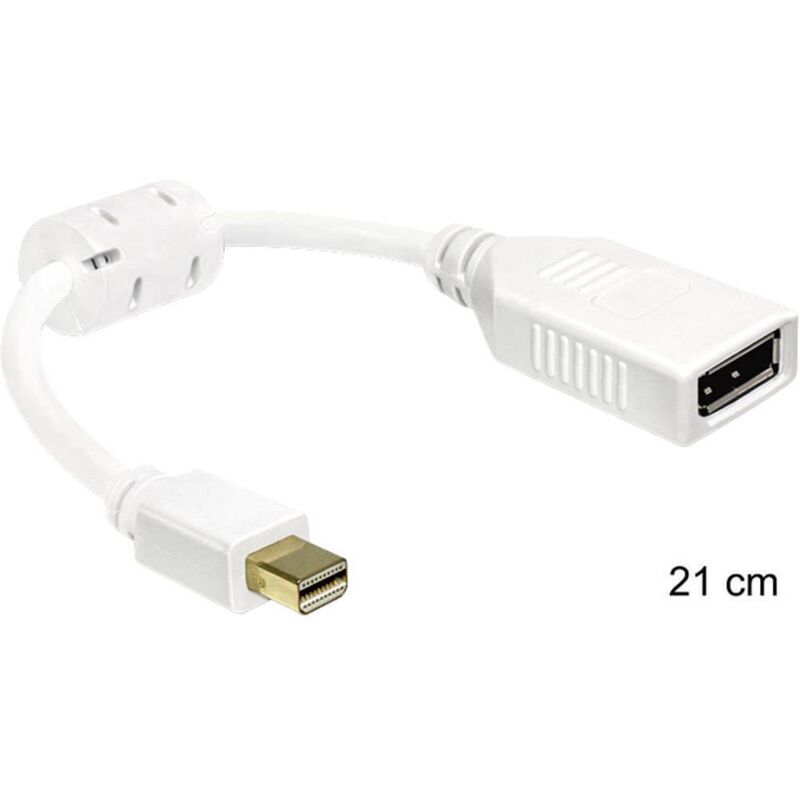 Delock DisplayPort Adapter 0403315 [1x Mini DisplayPort Male - 1x DisplayPort Female] White with Ferrite Core Y06042