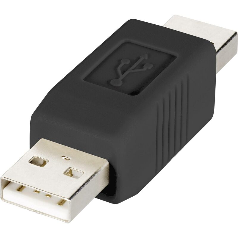 Renkforce USB 2.0 Adapter RF-USBA-02 - [1x USB 2.0 Type A Male - 1x USB 2.0 Type A Male] - Black Gold-Plated Contacts