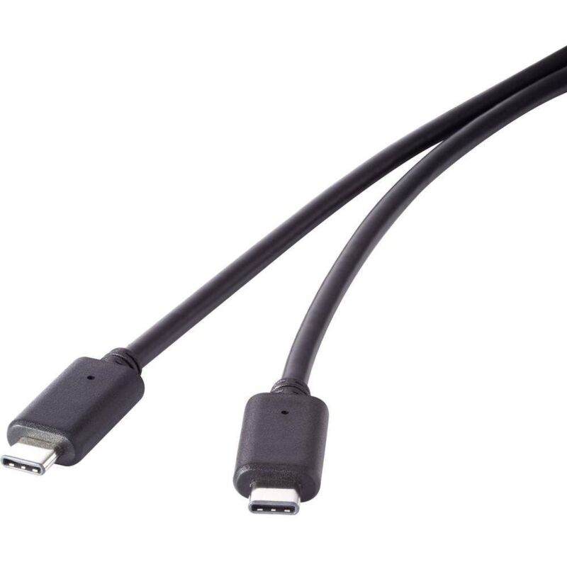 Renkforce USB-C to USB 3.2 Gen2x2 Cable, 1m Black Gold Plated Contacts