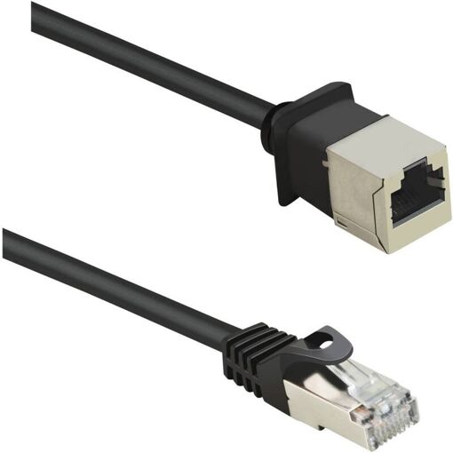 Renkforce RJ45 Network Cable, 0.5m Cat 5e UTP Patch Cable with Gold-Plated Connectors, Black, With Crimping Socket - 1 Piece(s)