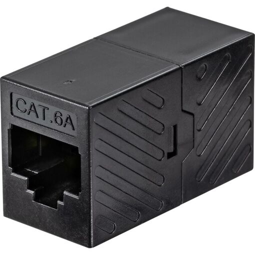 Renkforce RJ45 Network Adapter Cat 6a [1x RJ45 Female - 1x RJ45 Female] Black A834632