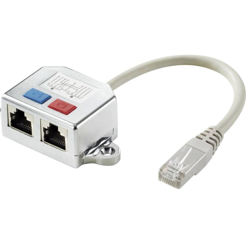 Adaptador T Renkforce CAT 6 - 2x Femenino a 1x Masculino, 15.00 cm Metal