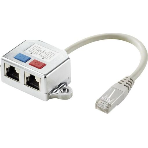 Renkforce CAT 6 RJ45 T-Adapter - 2x Female to 1x Male, 15.00 cm Metal