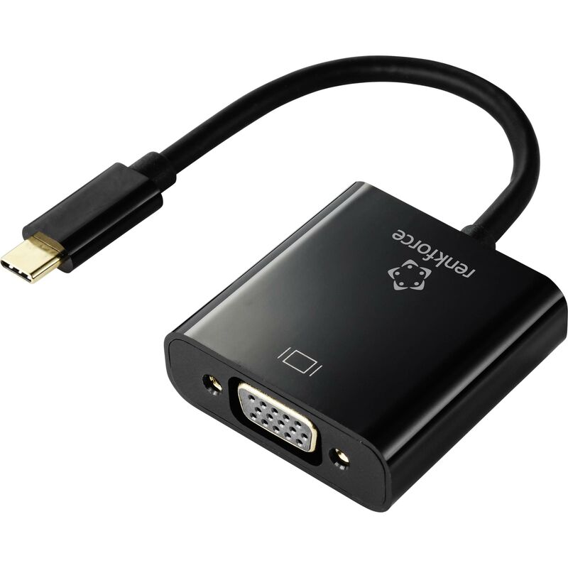 Renkforce RF-4679564 USB-C to VGA Adapter [1x USB-C Male - 1x VGA Female] Black 10.0 cm Y204652