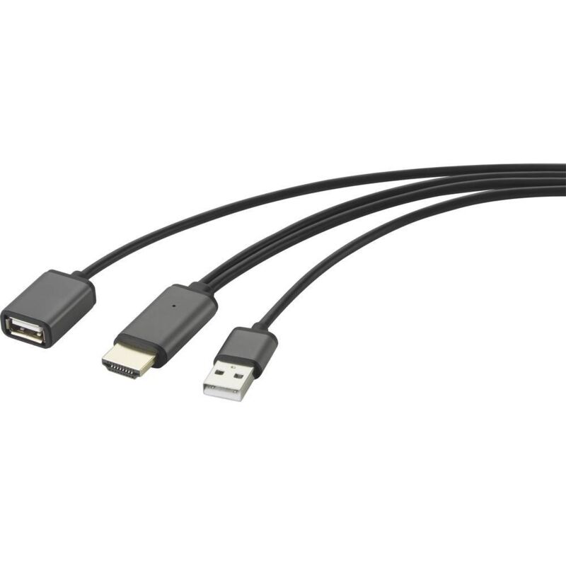 Renkforce RF-4700672 USB/HDMI Adapter Cable, 2m, Black with Streaming Function