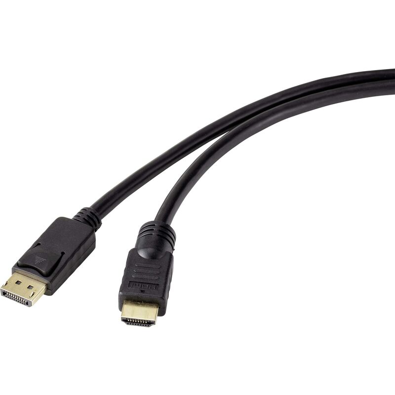 Câble adaptateur Renkforce DisplayPort vers HDMI, 20 mètres Noir RF-4596876 Contacts dorés