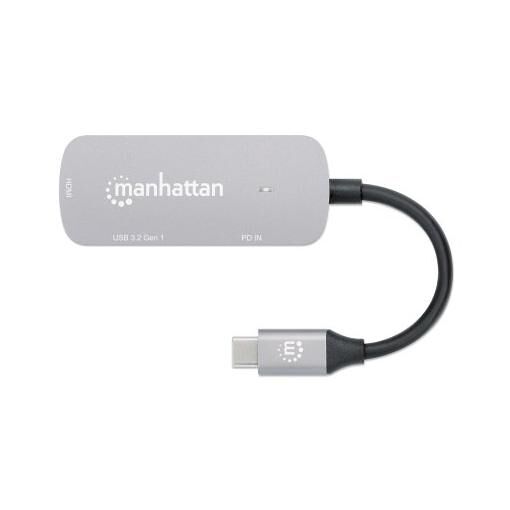 Station d'accueil Manhattan USB-C, 3 ports : HDMI, USB-A, USB-C avec Power Delivery 100 W - nécessite un chargeur externe USB-C (non inclus).