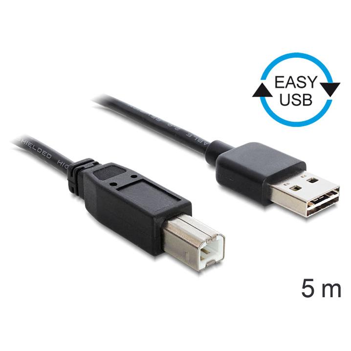 Delock 85553 USB 2.0 Cable, 5m, USB A to B, Black