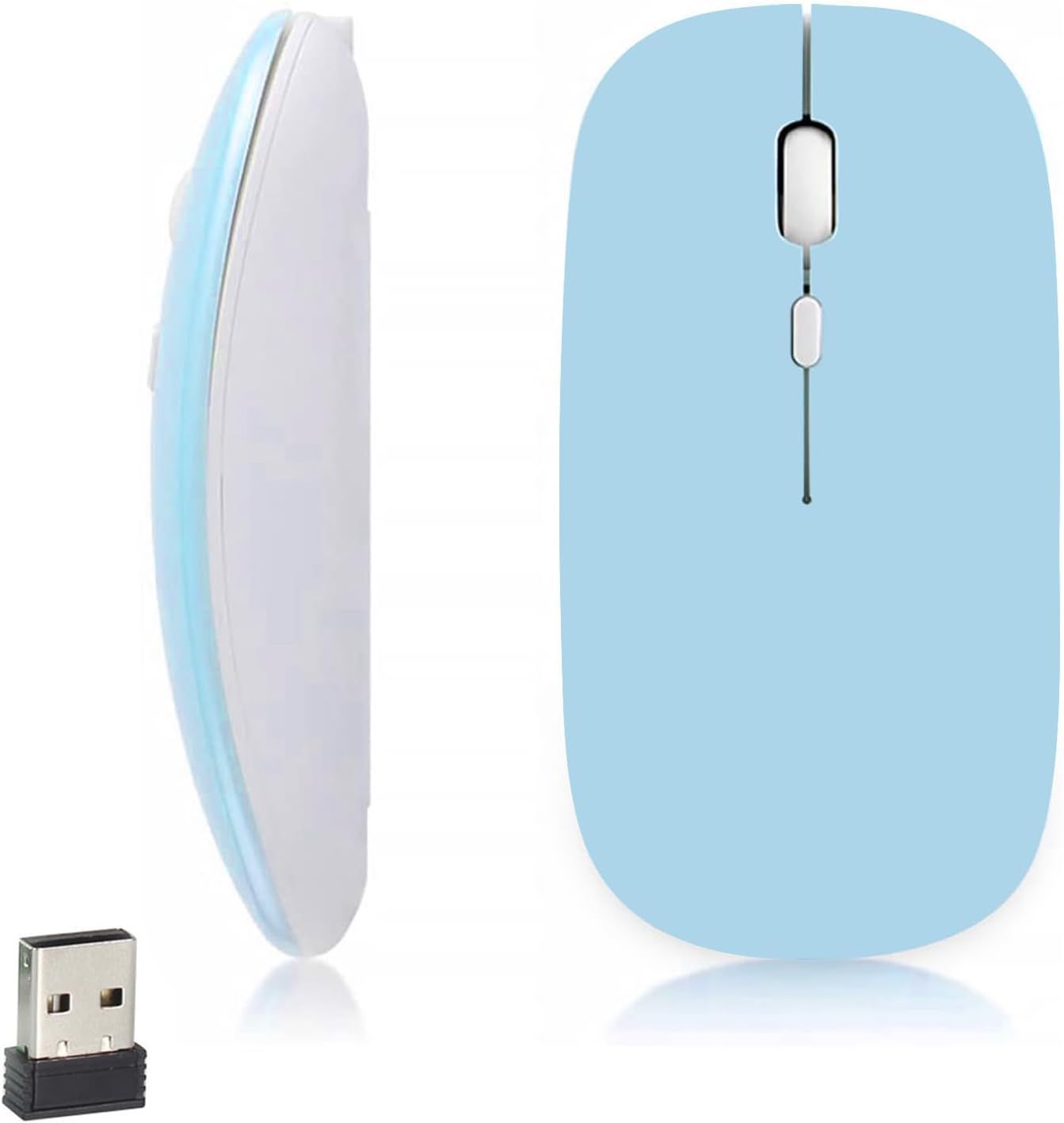 Wireless Bluetooth Mouse - Silent Wireless Mouse with Adjustable 1600 DPI, Bluetooth 5.2, Lightweight and Ergonomic, Compatible with Phone, Computer, Tablet (AA Battery Required)