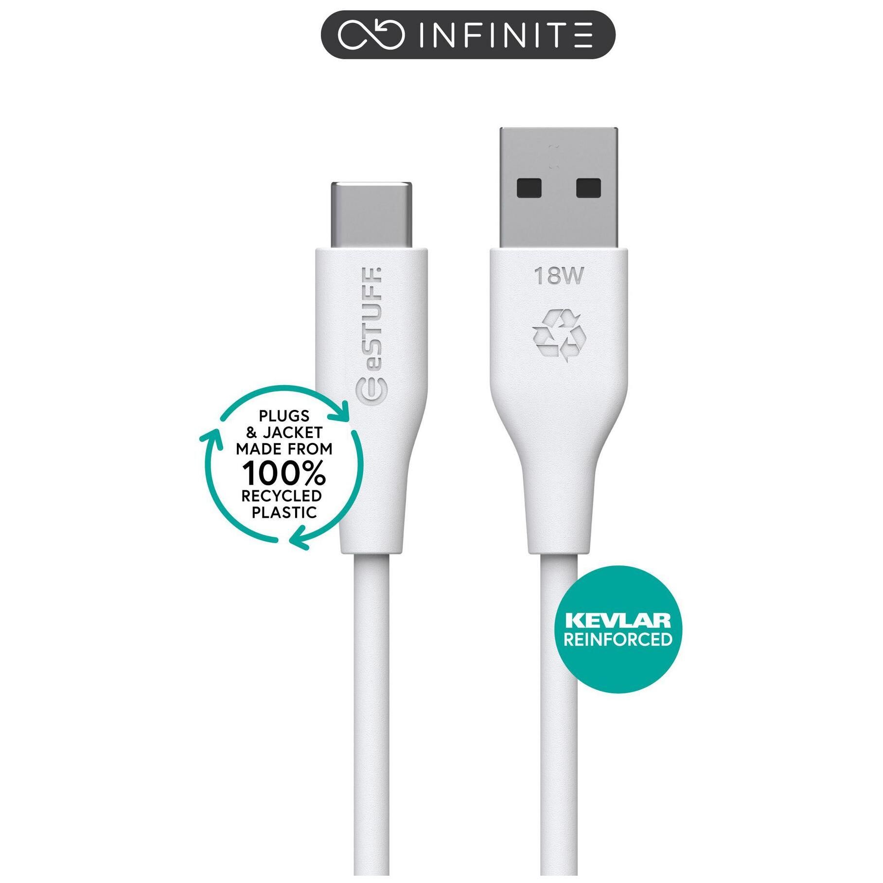eSTUFF 1m USB 2.0 Cable (USB-C to USB-A, 60W, White)