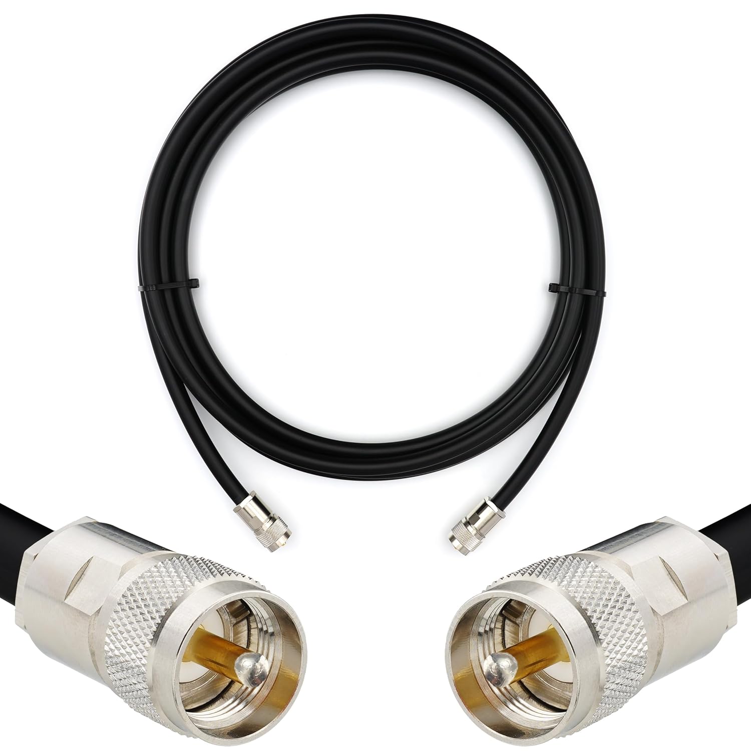 MEVRONISSHOP-PL259 20m UHF Coaxial Cable 8D-FB, 11.1mm Diameter, 50 Ohm, Weather Resistant, HAM Radio Antenna Extension for CB Radio, Antenna Analyzer, SWR Meter, SDR, Marine VHF RF