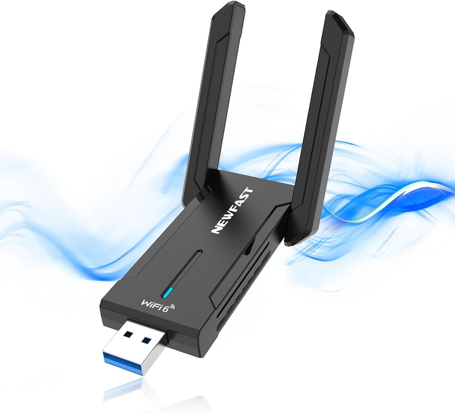 Adaptador USB Newfast U353 Wi-Fi 6E Tri-Banda 6GHz / 5GHz / 2.4GHz, Clave Wi-Fi AX5400 para PC con Windows 11/10, WPA3
