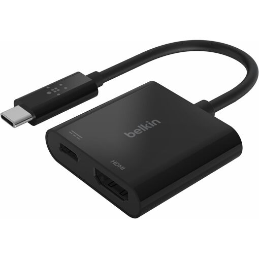 Adaptador USB-C a HDMI con carga (soporta video 4K UHD, alimentación Pass-Through de hasta 60W para dispositivos conectados, compatible Macbook Pro)