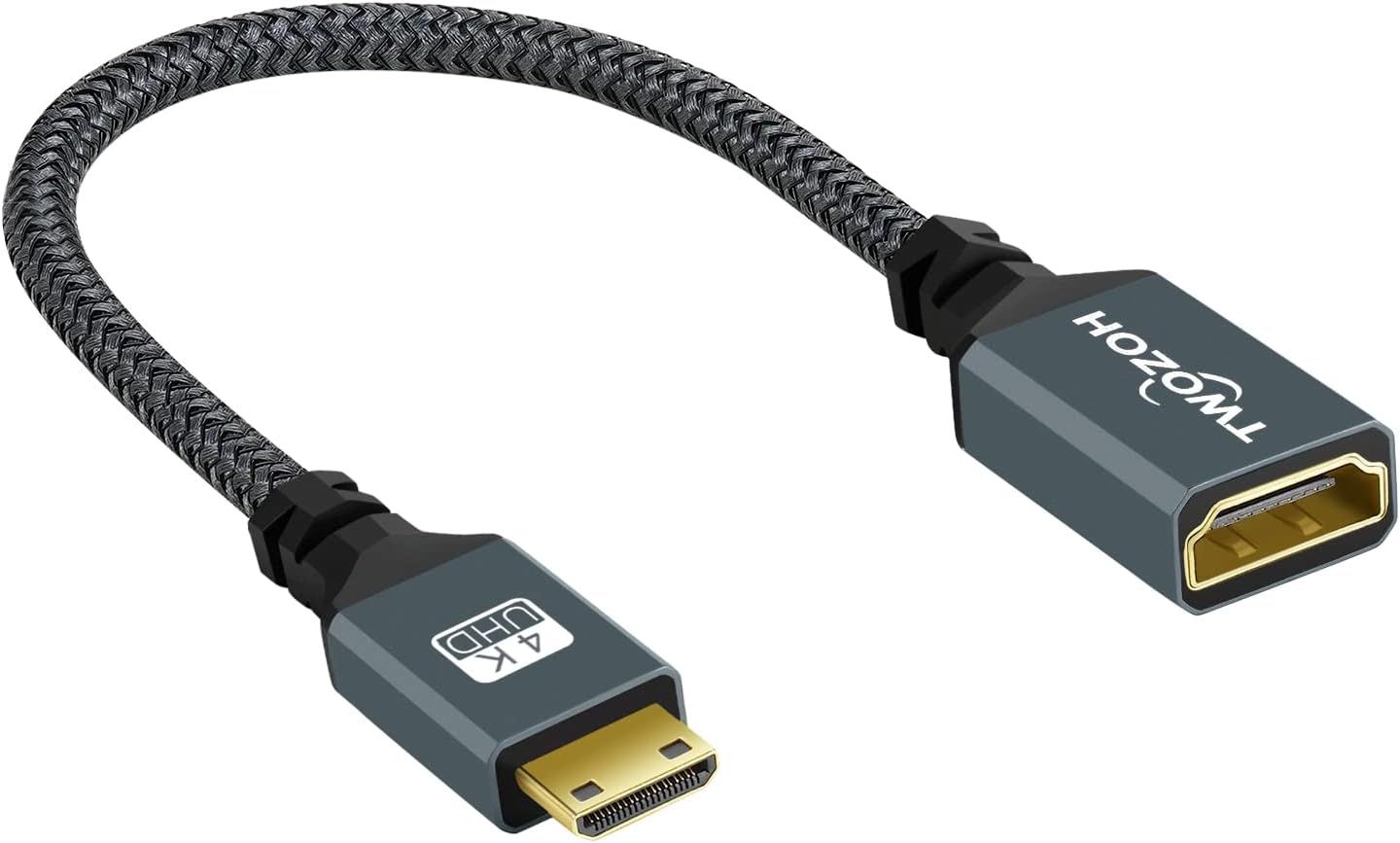 MEVRONISSHOP Mini HDMI Male to HDMI Female Adapter, Supports 3D 4K 1080p (20CM)