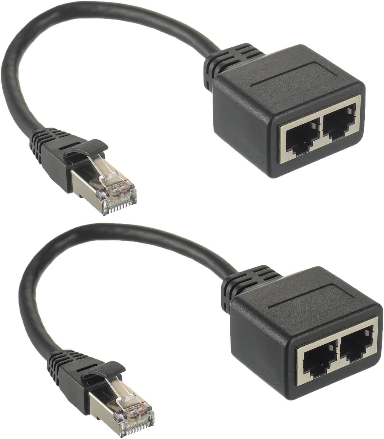 MEVRONISSHOP Ethernet Cable Splitter - 1 Male to 2 Female RJ45 Adapter (2 Pack)