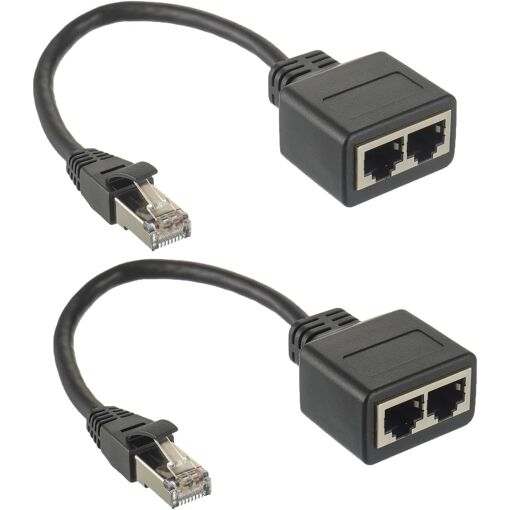 Séparateur de câble Ethernet MEVRONISSHOP - Adaptateur 1 mâle à 2 femelles RJ45 (lot de 2)