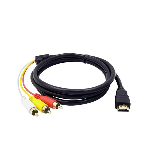 HDMI to RCA Cable 1.5m, Audio Video Adapter 1080P, Unidirectional Converter with Gold Plated Connectors for TV, Projector, Media Player