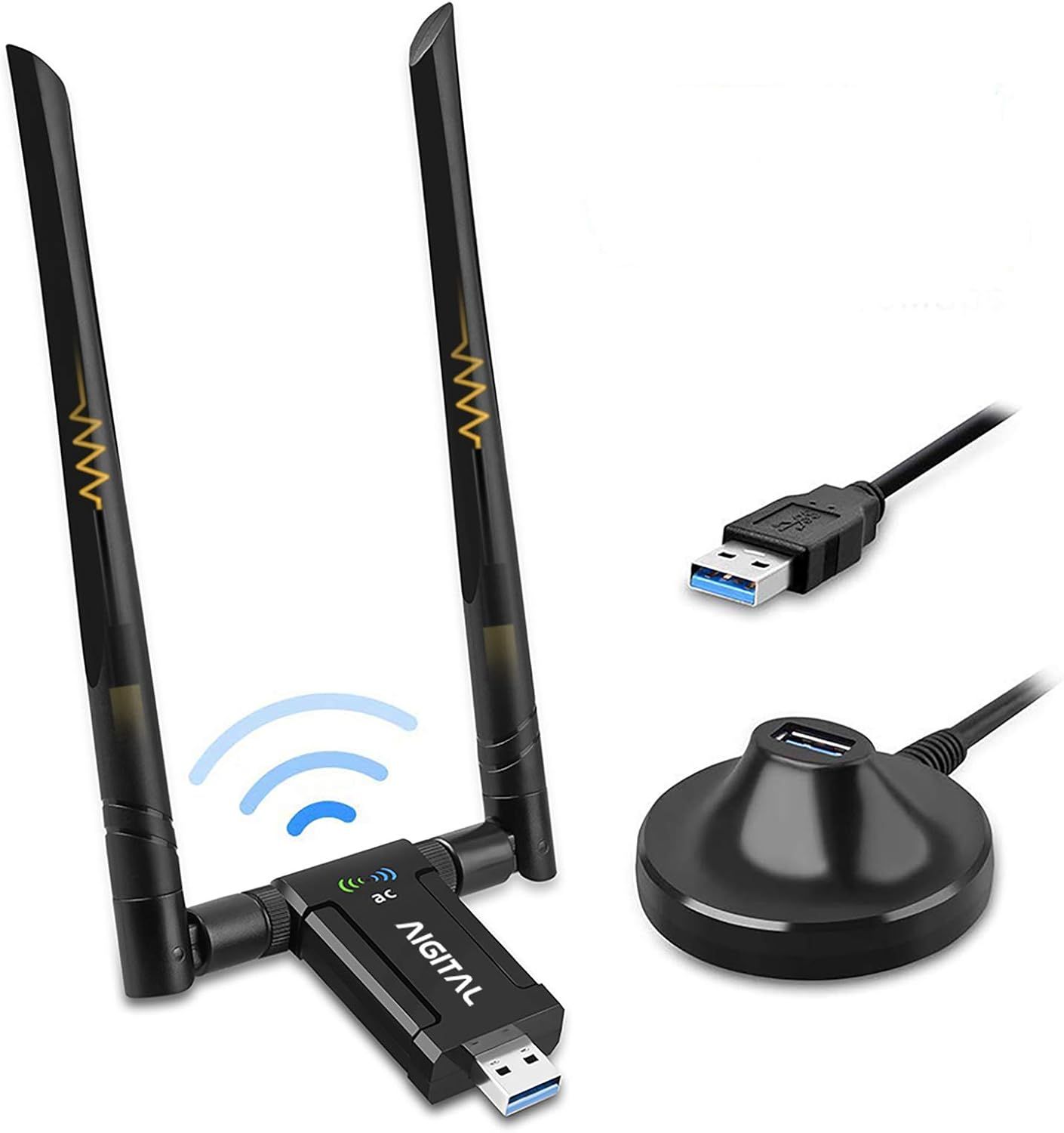 Adaptador WiFi AC1200 Mbps, Dongle USB WiFi con Base USB 3.0 y Cable de Extensión de 65 cm, Garantía de 2 Años