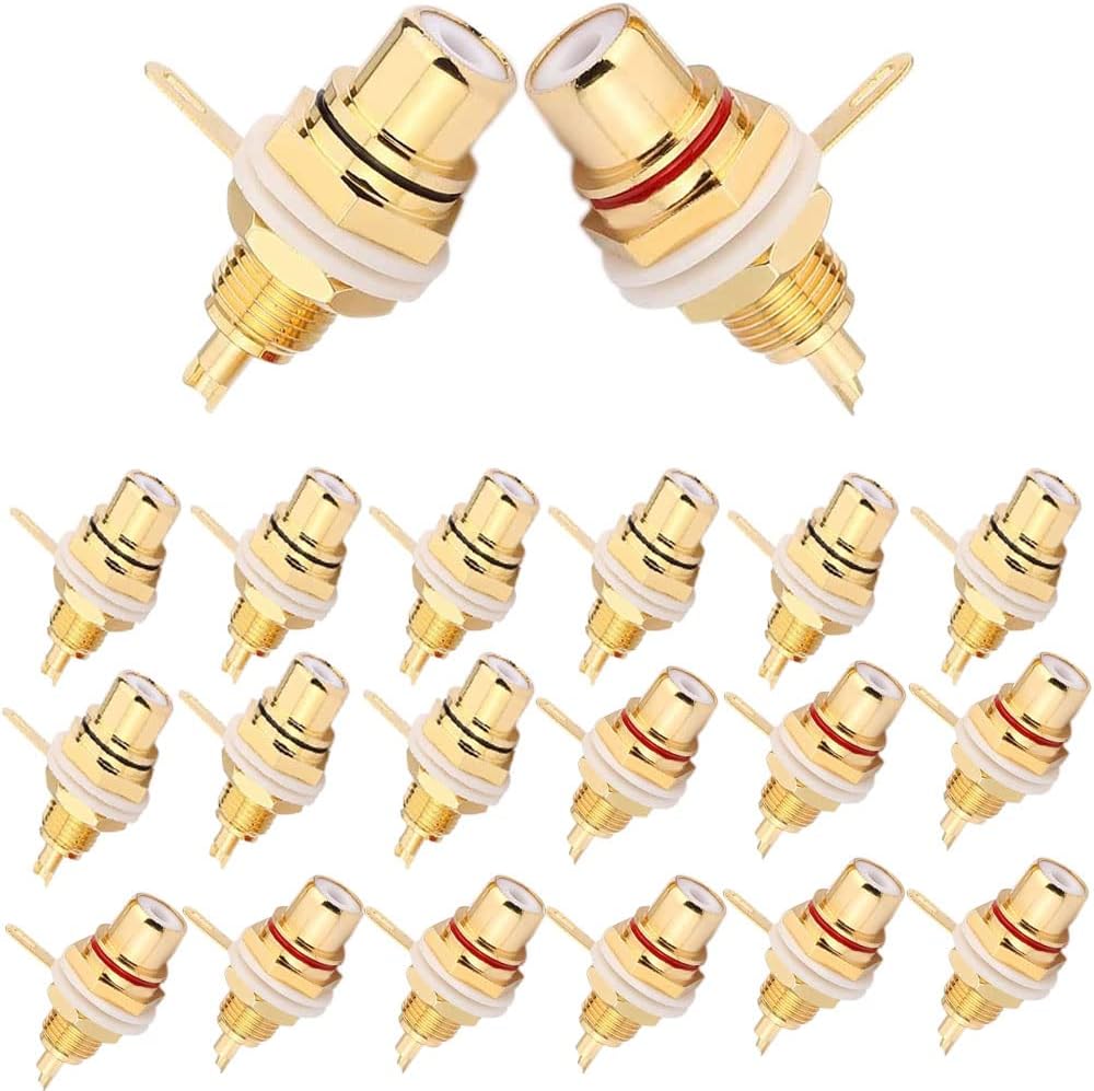 24K Gold Plated RCA Connectors (20 Pack)