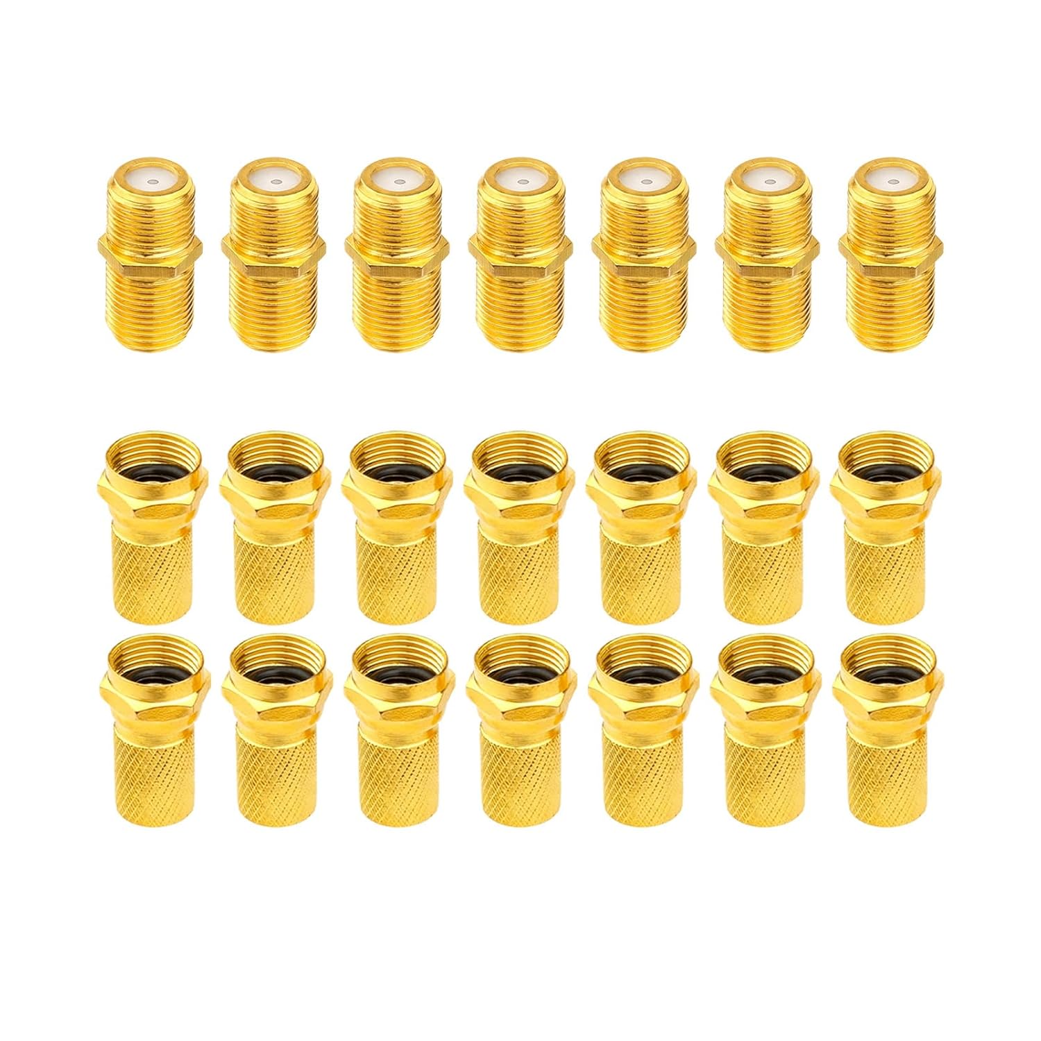 Adaptateur de raccordement coaxial, convertisseur pour câble satellite, antenne TV, kit de connexion avec 7 têtes de câble F81 et 14 connecteurs RG6F