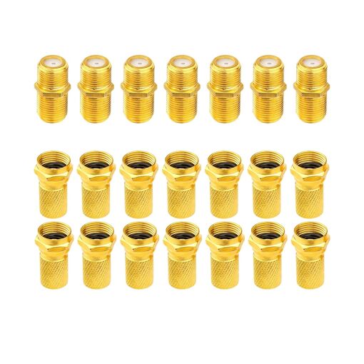 Adaptateur de raccordement coaxial, convertisseur pour câble satellite, antenne TV, kit de connexion avec 7 têtes de câble F81 et 14 connecteurs RG6F