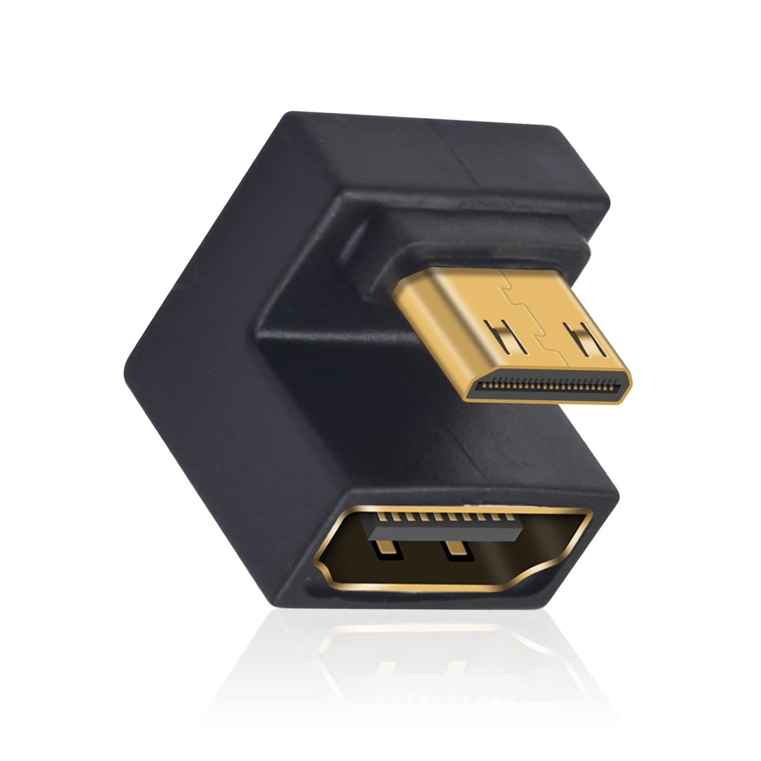 Adaptador HDMI Mini a HDMI con ángulo U, 180 grados, 48 Gbps, 8K@60Hz, 4K@120Hz para cámara/laptop/proyector de cine en casa