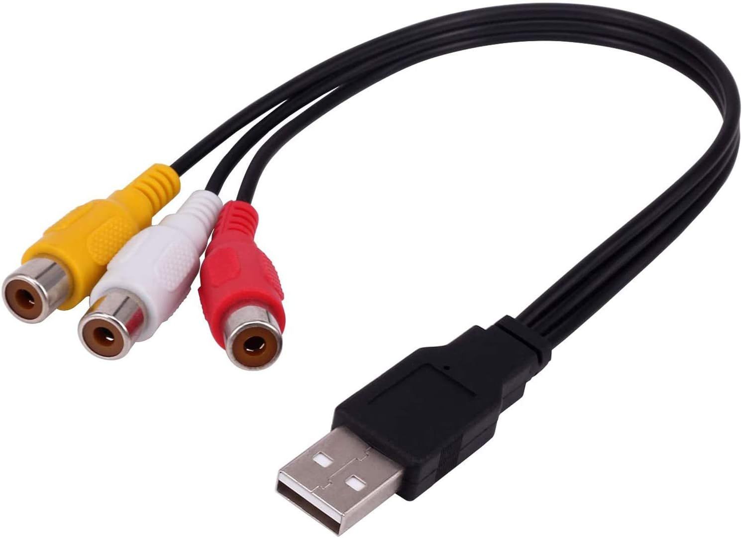 USB to 3 RCA AV Adapter Cable (Red/White/Yellow), 0.3m