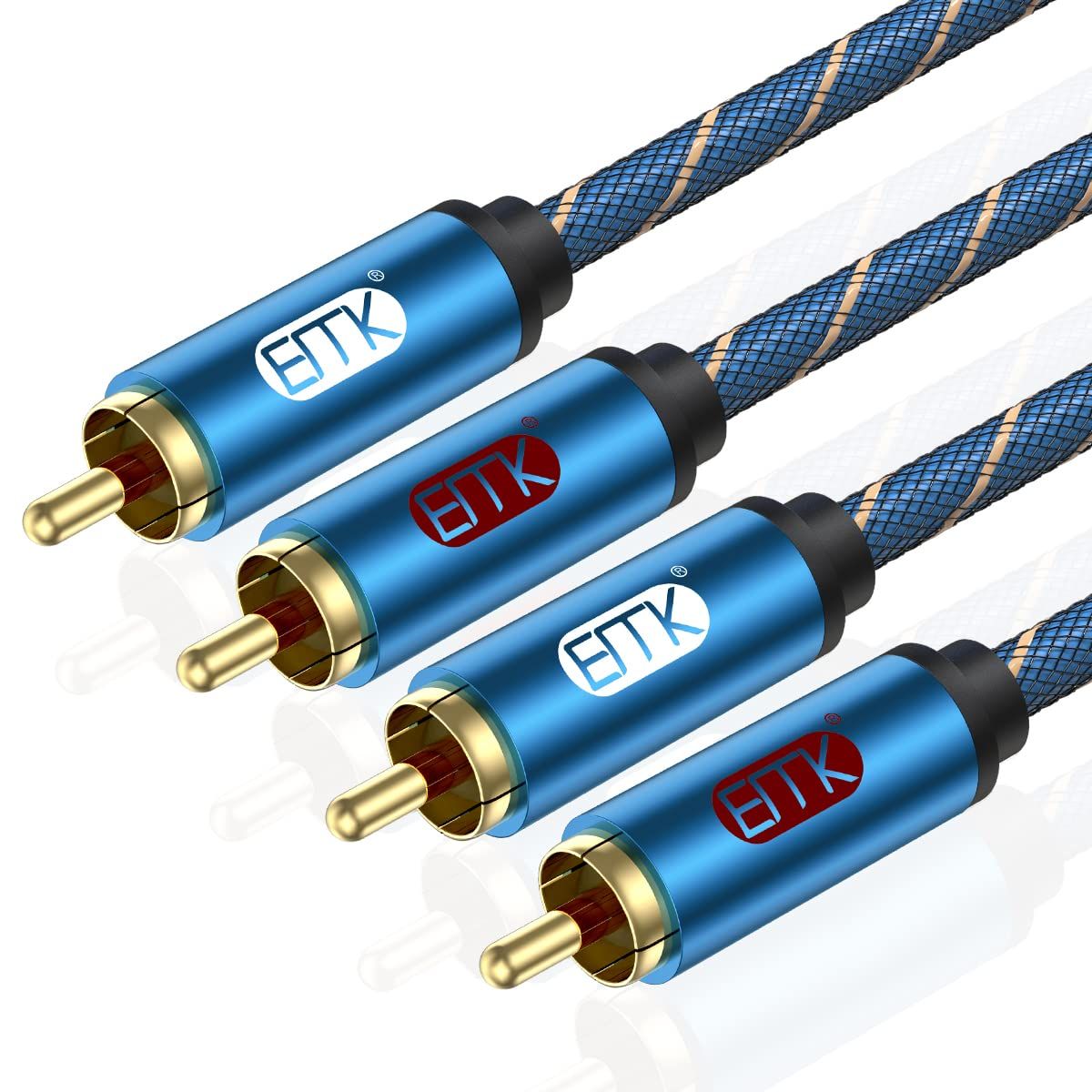 EMK 2RCA Cable (L&R) - Audio Stereo Cinch for DVD Player, TV, Speakers, Gaming Consoles, Soundbar (1m)