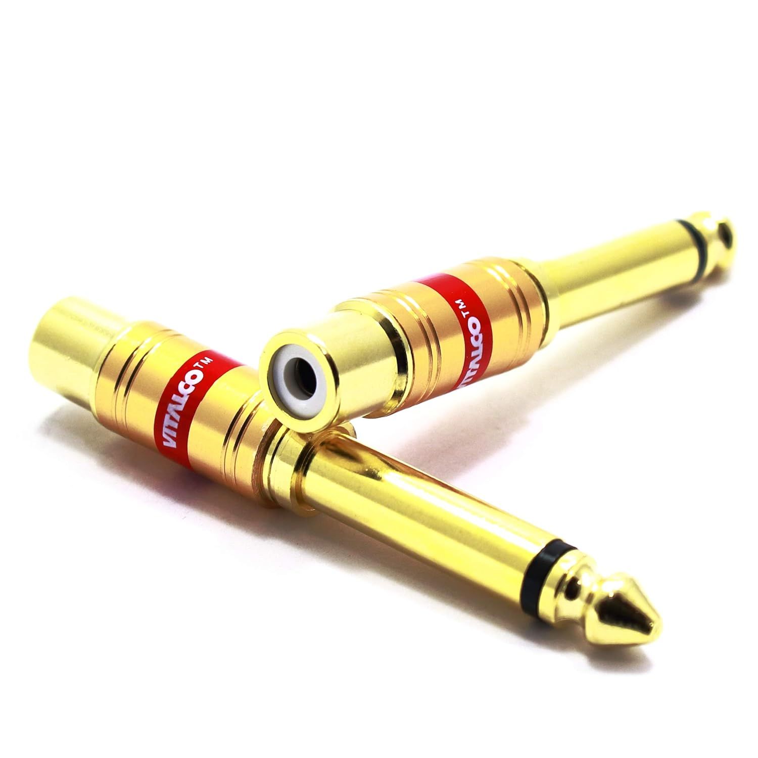 Adaptador MEVRONISSHOP de 6,35 mm Jack a RCA Femenina - Paquete de 2