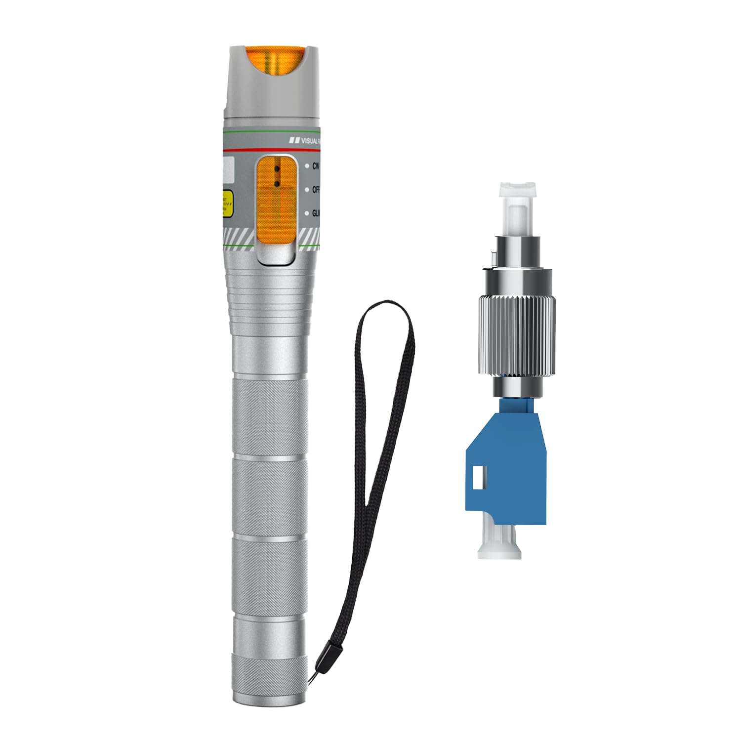 Localizador de errores visuales de fibra óptica de 50 km con kit adaptador FC/LC, conectador FC monomodo de 9/125 µm macho a LC hembra, pluma luminosa de fibra óptica