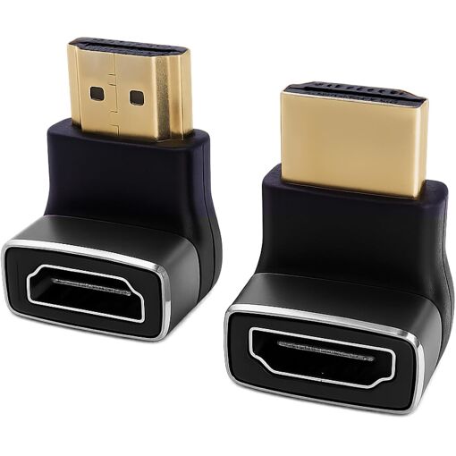 Adaptador HDMI doblable de MEVRONISSHOP 8K, cable HDMI 2.1 y prolongador, adaptadores de ángulo de 90° y 270°, conector derecho dorado, compatible con TV, computadora, consola