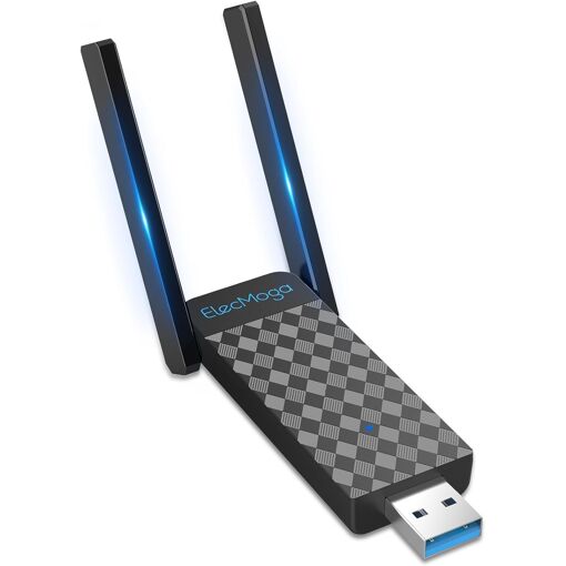 Clé WiFi Puissante MEVRONISSHOP, Adaptateur Wi-Fi AC1300 Mbps à Double Bande avec Antennes 2.4GHz/5GHz pour Ordinateur/Laptop/Tablette - Compatible avec Win 11/10/8/7/Vista/XP
