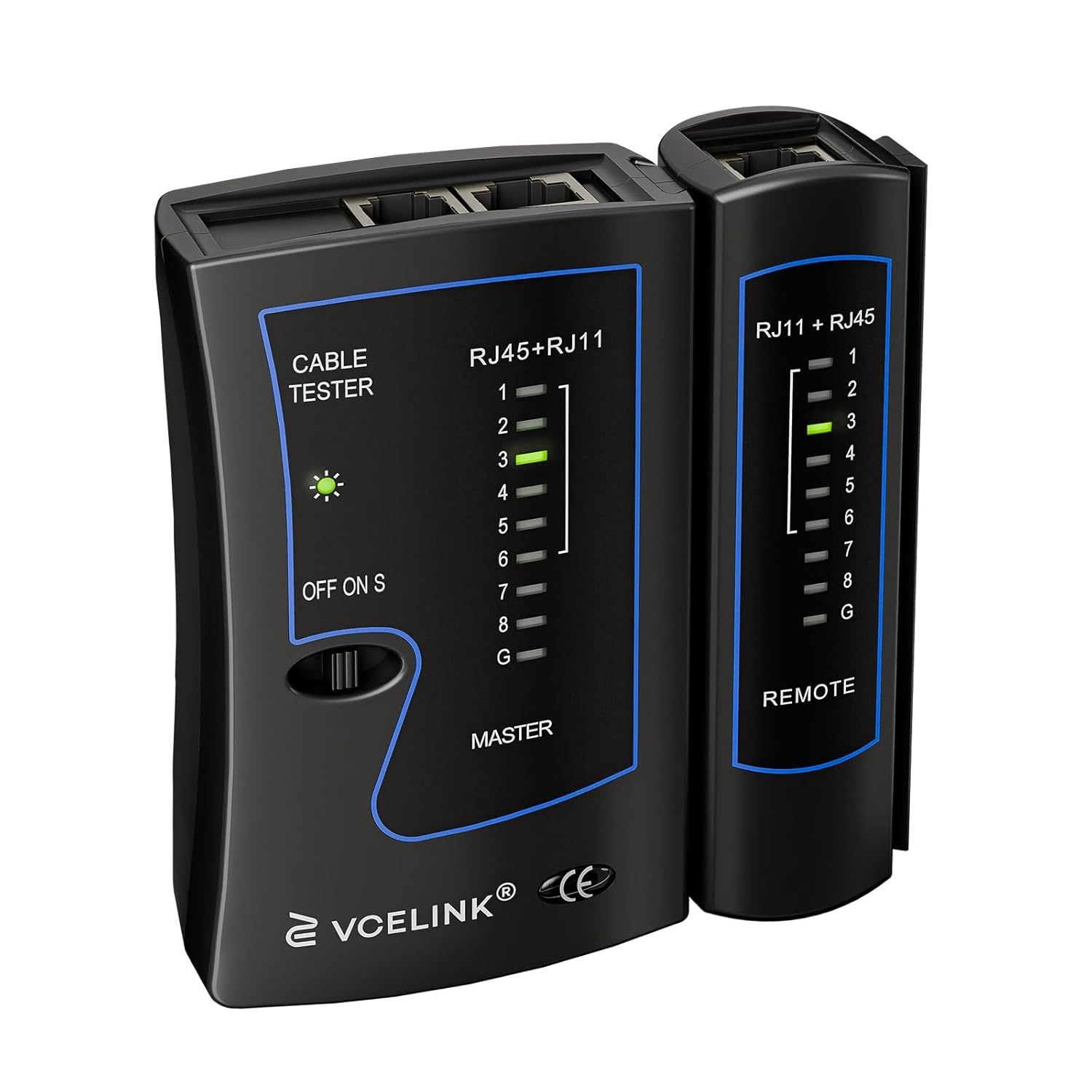 MEVRONISSHOP RJ45 Tester, Network Cable Tester for RJ45 CAT7/6A/6/5E/5 and Telephone Cable RJ11, Black