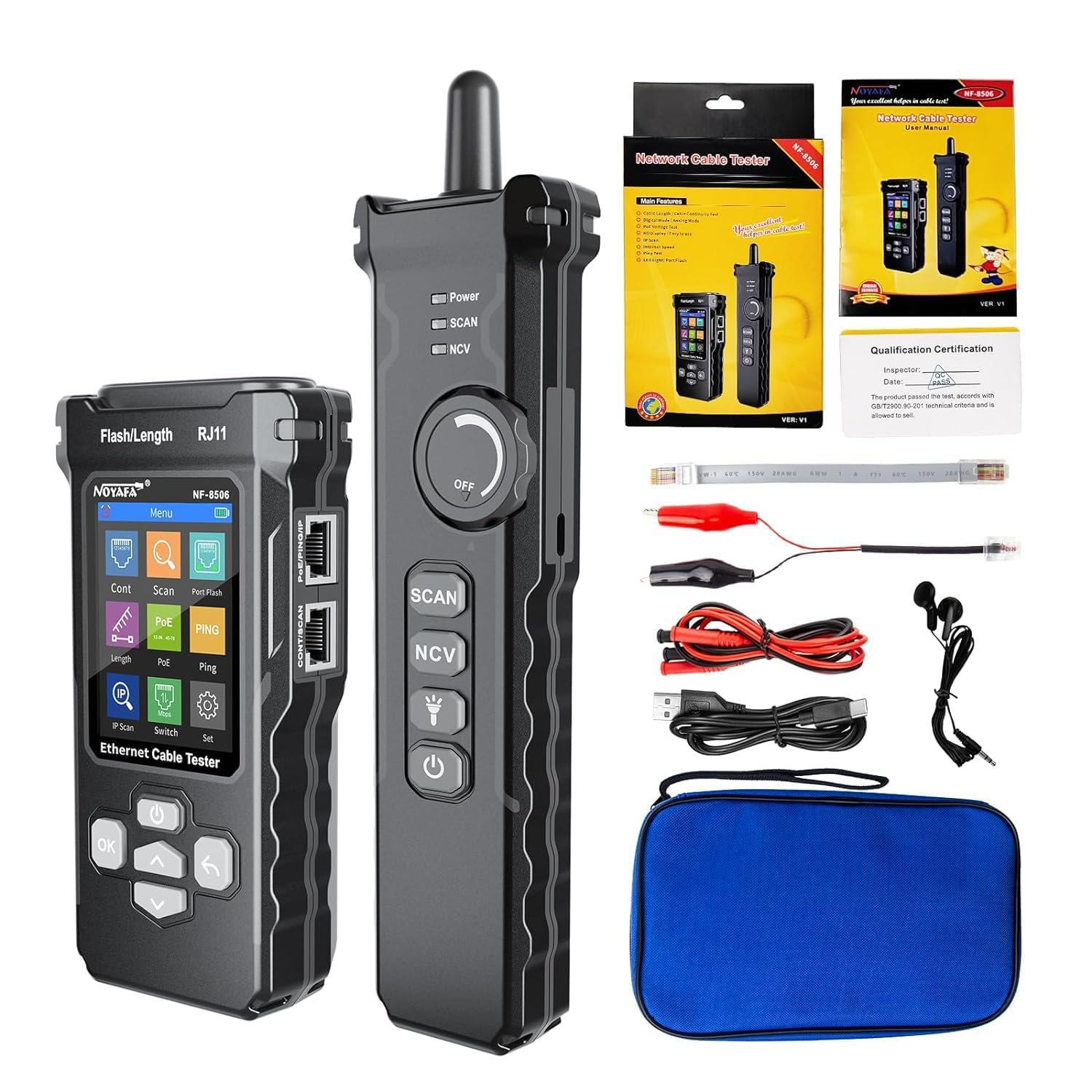 MEVRONISSHOP-NF-8506 Network Tester with IP Scanning, Pin Rate Testing, Trace Mapping, TDR Cable Tester, Ethernet RJ11/RJ45 Tester