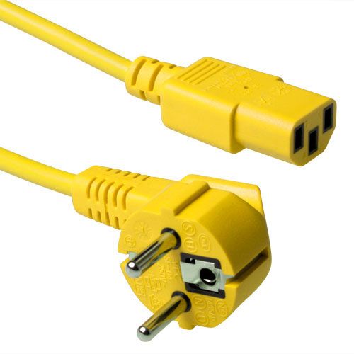 ACT Schuko C13 Cable, 3m, Yellow, 230V