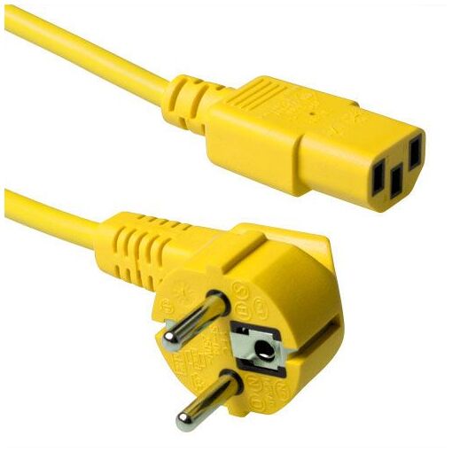 Adaptateur ACT Schuko C13, 3 m, Jaune, 230 V
