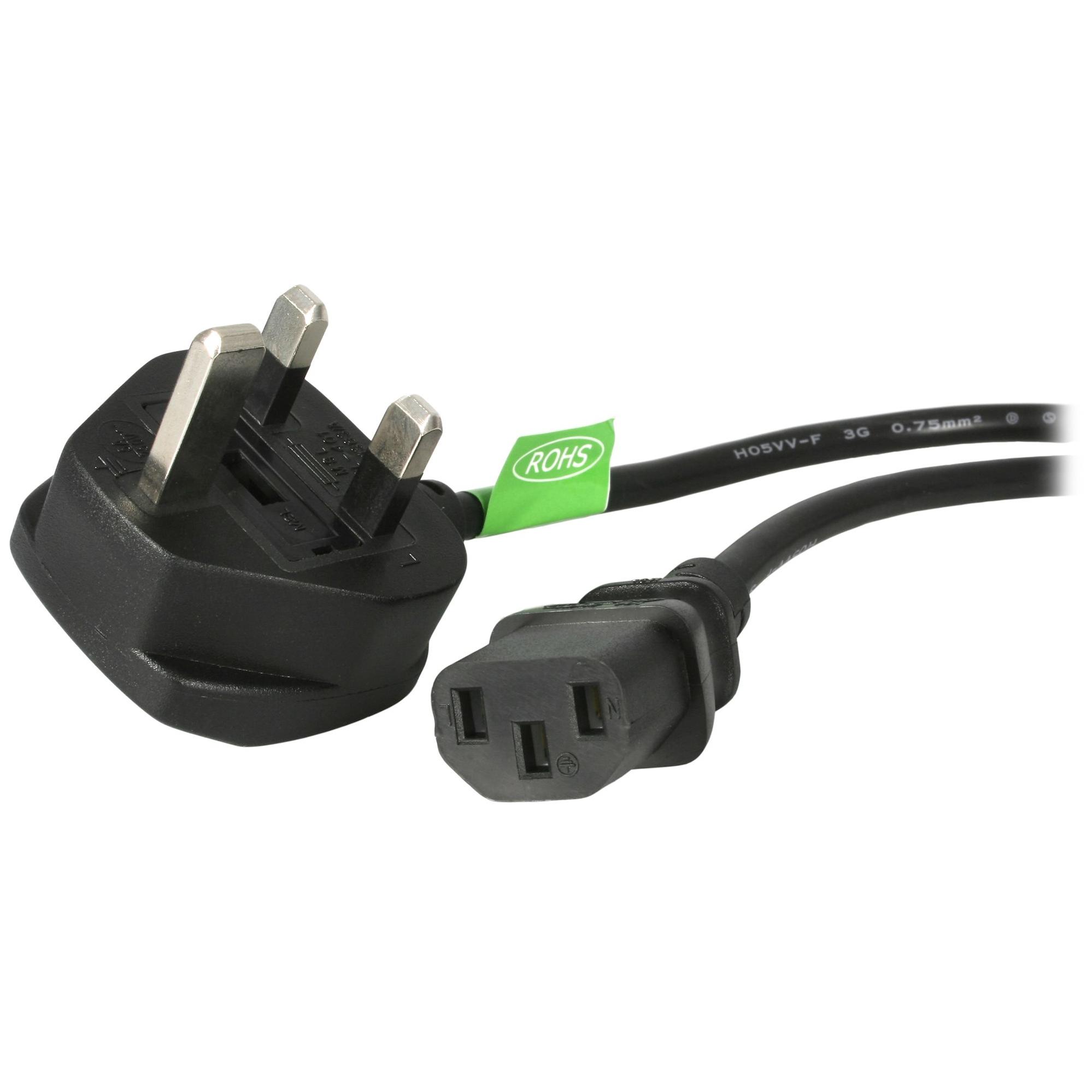 Cable de alimentación StarTech.com 1,8 m BS 1363 a C13 Negro
