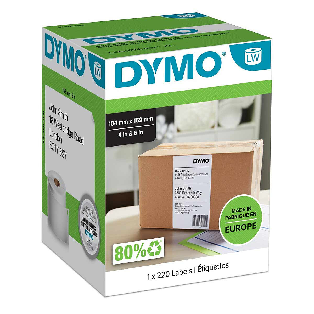 DYMO Rouleau de 220 Etiquettes Adresse LabelWriter - 104 x 159 mm