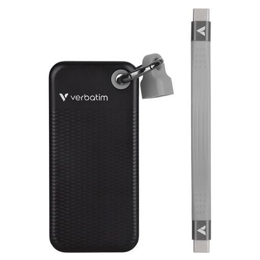 Verbatim Keychain SSD - 1TB - External (Portable) M.2 USB 3.2 Gen 2 (USB-C Connector) - Black/Gray
