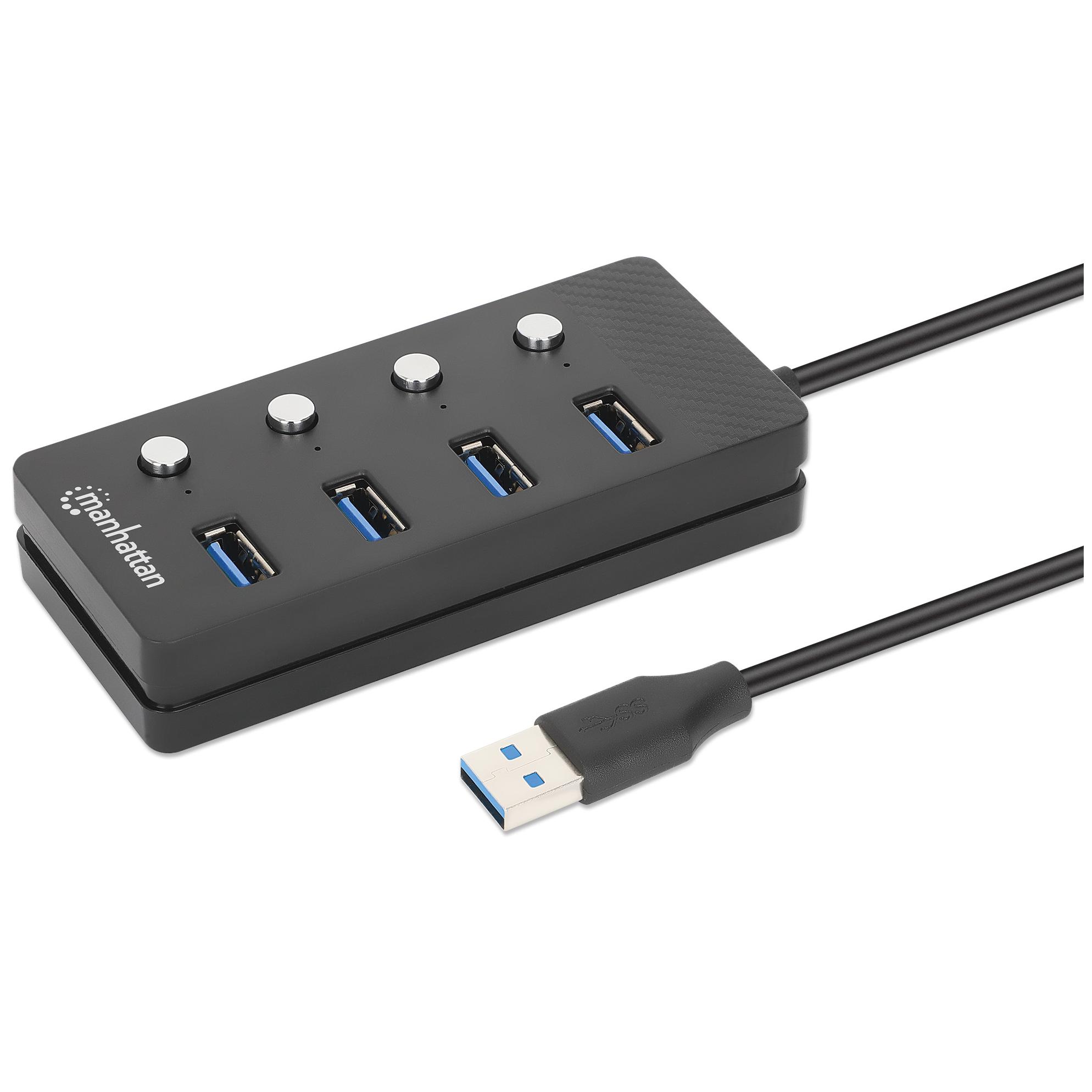 Hub et adaptateur Manhattan USB 3.2 Gen 1 (3.1 Gen 1) - Noir
