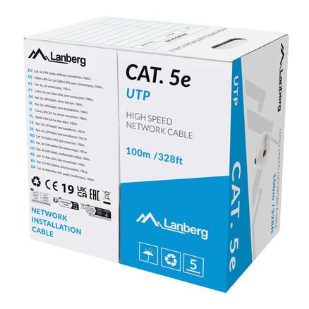 Cable de red Lanberg LCU5-11CU-0100-S, Cat.5/Cat.5e, UTP (gris, 100 m)